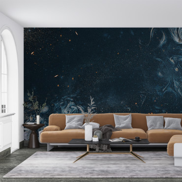 Vorgeklebte Tapete – Marineblauer und weißer Marmor