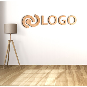 Logotip od svijetlog drva, uredski znak za zid, drveni logotip, prilagođeni znak za lasersko rezanje
