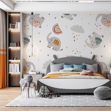 Vorgeklebte Tapete – Elefanten-Schlafzimmer-Mockup