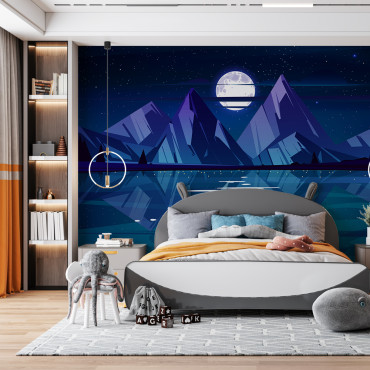 Pre-pasted wallpaper - Panoramic nocturnal ocean landscape