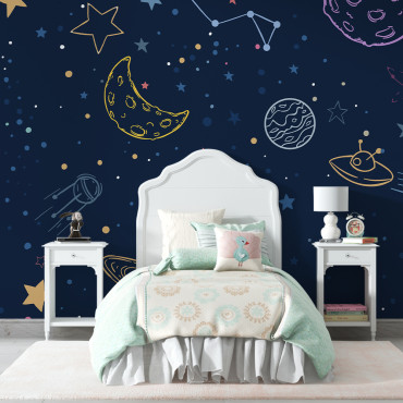 Förklistrad tapet - Space with Planets