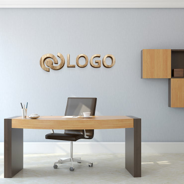 Houten logo bord, Bureaubord voor aan de muur, Houten logo, Op maat gemaakt bord uitgesneden met laser.