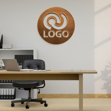 Round Wooden Logo Sign, Office Sign for Wall, Wooden Logo, Custom Laser Cut Sign