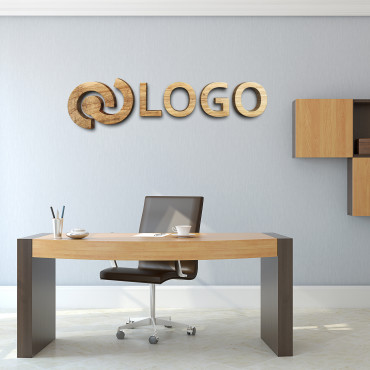 Segno di logo in legno di olmo, segno di ufficio per parete, logo in legno, segno di taglio laser personalizzato