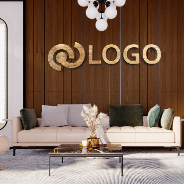 Puinen logo-opaste, seinäkiinnitteinen toimisto-opaste, puinen logo, laserleikattu ja personoitu opaste.