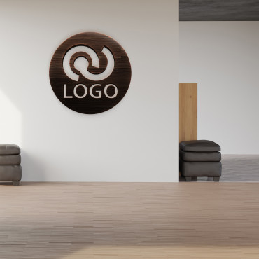 Kulatý znak loga z tmavého dřeva, znak Office na zeď, dřevěné logo, vlastní znak vyřezaný laserem