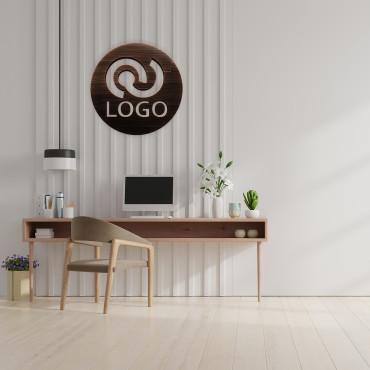 Okrugli logo tamnog drva, uredski znak za zid, drveni logotip, prilagođeni znak laserskog rezanja