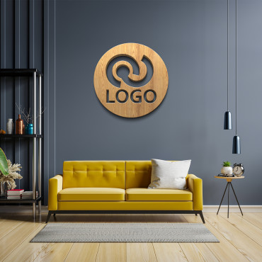 Rond beukenhout logo teken, kantoor teken voor muur, hout logo, aangepaste laser gesneden teken