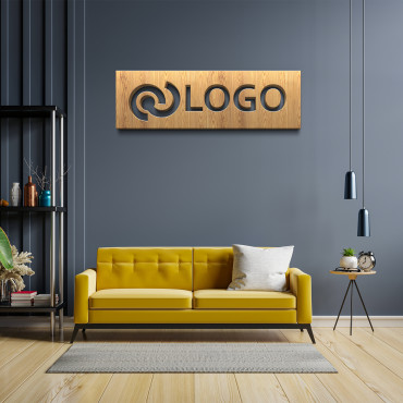 Rechthoekig houten logobord, kantoorbord voor muur, houten logo, aangepast lasergesneden bord