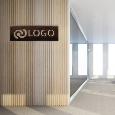 Letrero de logotipo de madera oscura rectangular, letrero de oficina para pared, logotipo de madera, letrero de corte láser