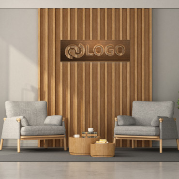 Rechteckiges Logo-Schild aus Holz, Büroschild für die Wand, Holzlogo, individuelles Laser-Cut-Schild