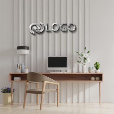Logo sign in brushed silver...
