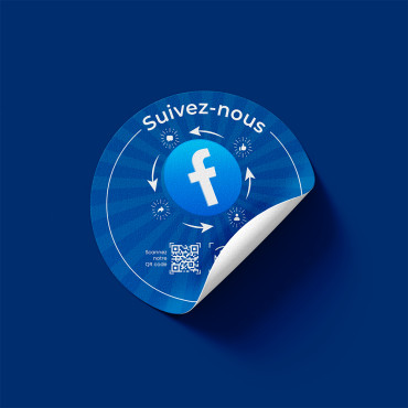 Connected Facebook sticker with NFC chip for wall, counter, POS and showcase