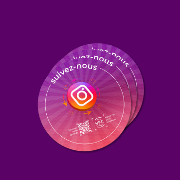 Sticker Instagram connecté avec puce NFC pour mur, comptoir, PLV et vitrine
