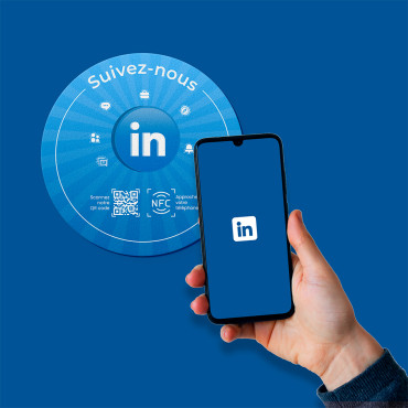 Connected LinkedIn naljepnica s NFC čipom za zid, pult, POS i izlog