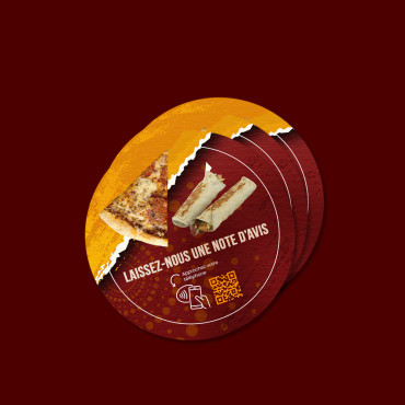 Restaurant sticker connected with NFC chip for wall, counter, POS and showcase