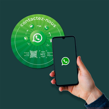 Nálepka WhatsApp spojená s čipem NFC pro zeď, pult, POS a vitrínu