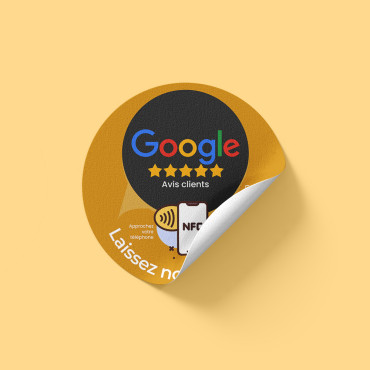 Sticker Avis Google connected with NFC chip for wall, counter, POS and showcase