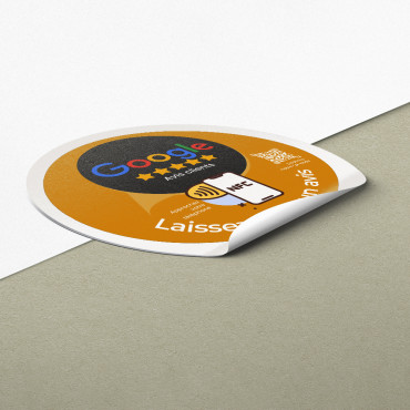 Sticker Avis Google connected with NFC chip for wall, counter, POS and showcase