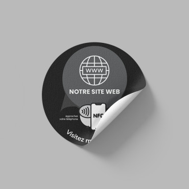 Connected website sticker with NFC chip for wall, counter, POS and showcase