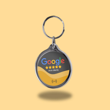 Connected Google Customer Reviews keychain with integrated NFC chip