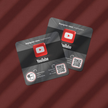 YouTube-plate koblet til NFC-brikke for vegg, disk, POS og utstillingsvindu
