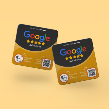 Placca per le recensioni dei clienti di Google connessa con chip NFC per parete, bancone, POS e vetrina