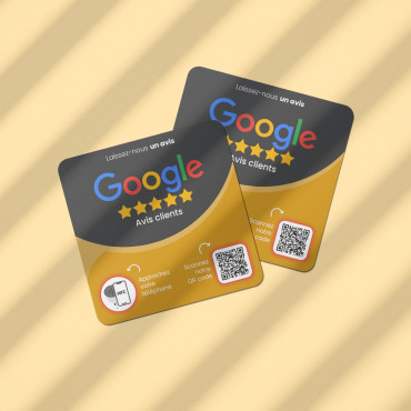 Placa de avaliações de clientes do Google conectada com chip NFC para parede, balcão, PDV e vitrine