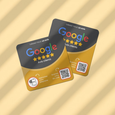 Placa de reseñas de clientes de Google conectada con chip NFC para pared, mostrador, POS y escaparate