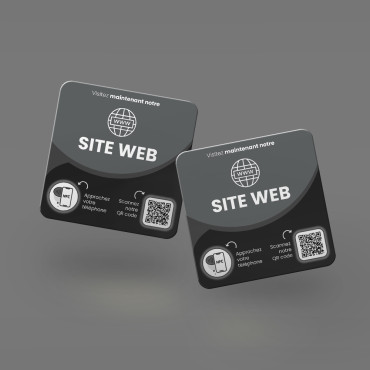 Plaque Site Web connectée avec puce NFC pour mur, comptoir, PLV et vitrine