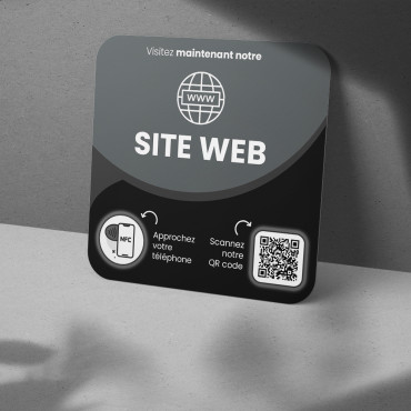 Websiteplaat verbonden met NFC-chip voor wand, toonbank, POS en vitrine