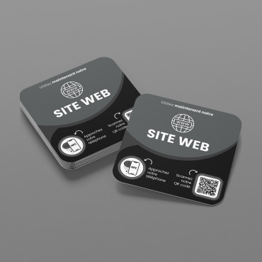Website plate connected with NFC chip for wall, counter, POS and showcase