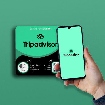 TripAdvisor ploča povezana s NFC čipom za zid, pult, POS i izlog