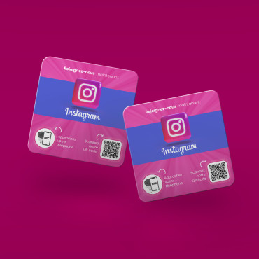 Instagram-platta kopplad med NFC-chip för vägg, disk, POS och skyltfönster