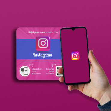 Placca Instagram connessa con chip NFC per parete, bancone, POS e vetrina