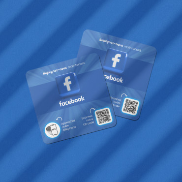 Facebook plate connected with NFC chip for wall, counter, POS and showcase