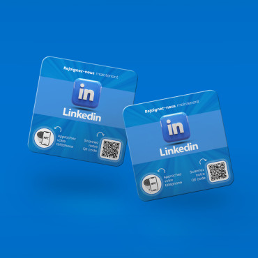 LinkedIn plate connected with NFC chip for wall, counter, POS and showcase