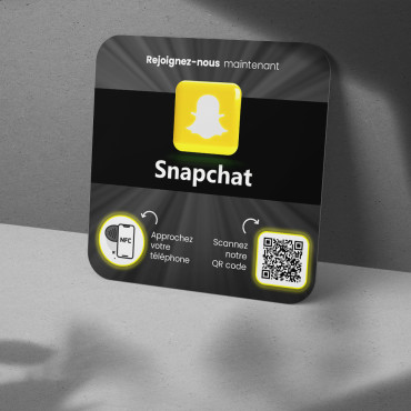 Plaque Snapchat connectée avec puce NFC pour mur, comptoir, PLV et vitrine
