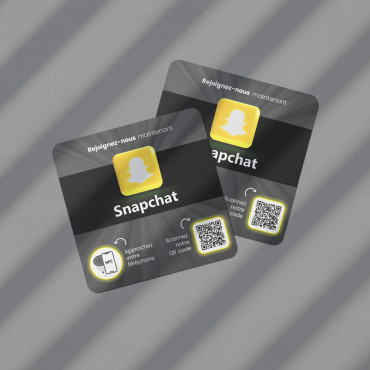 Plaque Snapchat connectée avec puce NFC pour mur, comptoir, PLV et vitrine
