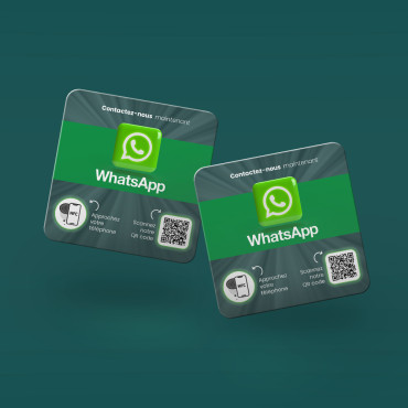 WhatsApp plate connected with NFC chip for wall, counter, POS and showcase