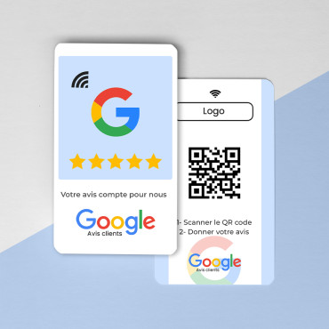 Pystysuuntainen Google-arvostelukortti NFC- ja QR-kooditekniikalla