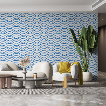 Prefabricated wallpaper - Blue scale pattern
