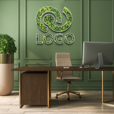 Signo de logotipo de planta con hierbas sintéticas.