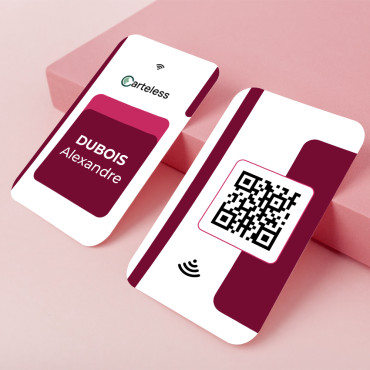 Cartão de visita sem contato e conectado modelo rosa / bordô e branco