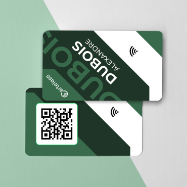 Biglietto da visita connesso e senza contatto verde e bianco