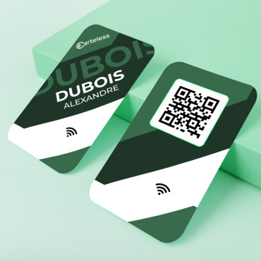 Cartão de visita verde e branco conectado e sem contato