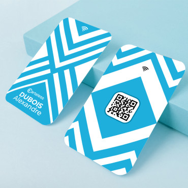 Blue and white connected & contactless business card