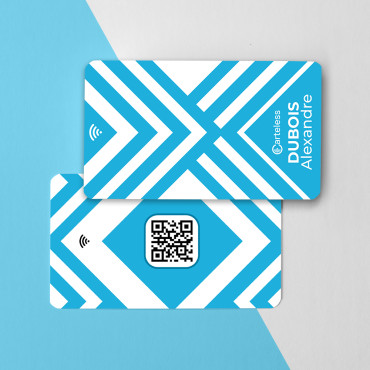 Blue and white connected & contactless business card