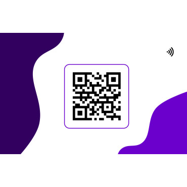 Tarjeta de visita sin contacto y conectada en blanco y morado
