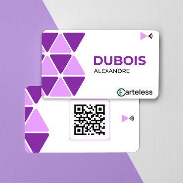 Verbonden en contactloos paars en wit visitekaartje ander ontwerp